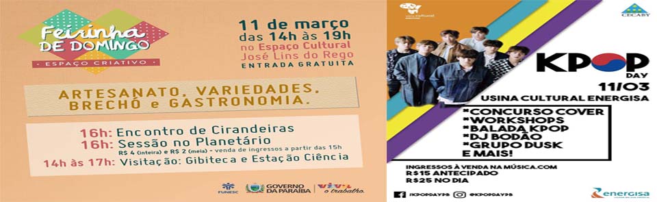 Agenda cultura com atrações que vão animar o domingo