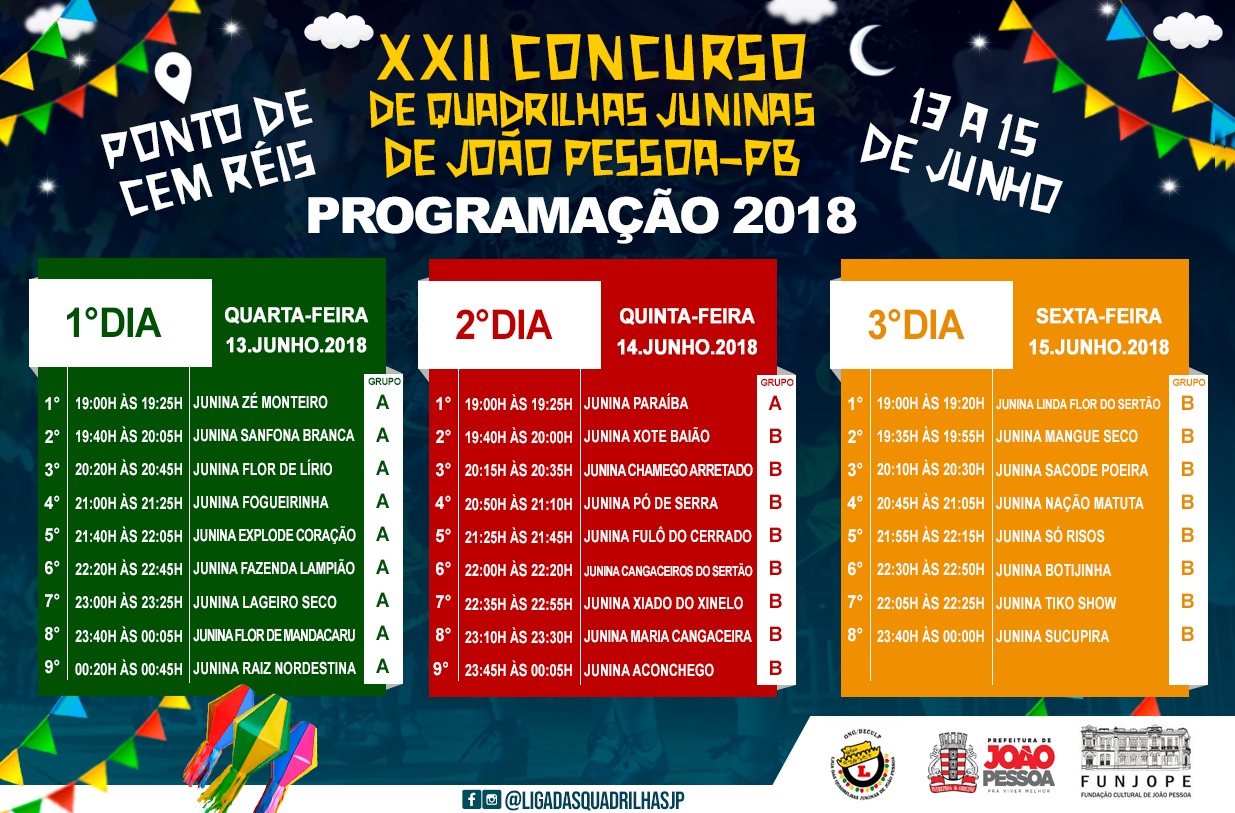 Programação do XXII concurso de quadrilhas juninas